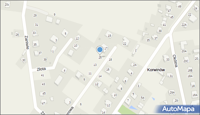 Korwinów, Kolorowa, 15, mapa Korwinów