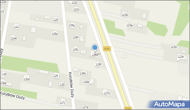 Korytków Duży, Korytków Duży, 126d, mapa Korytków Duży