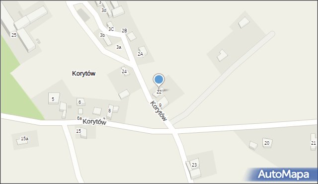 Korytów, Korytów, 22, mapa Korytów