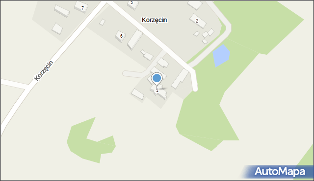 Korzęcin, Korzęcin, 1, mapa Korzęcin