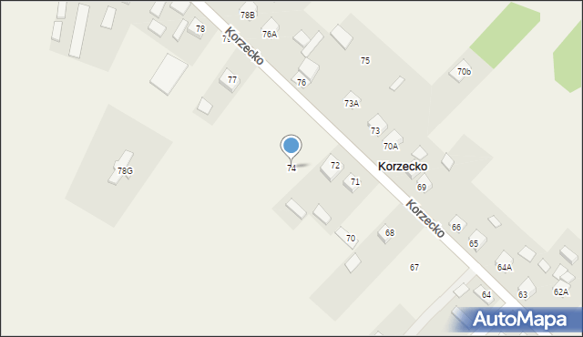 Korzecko, Korzecko, 74, mapa Korzecko