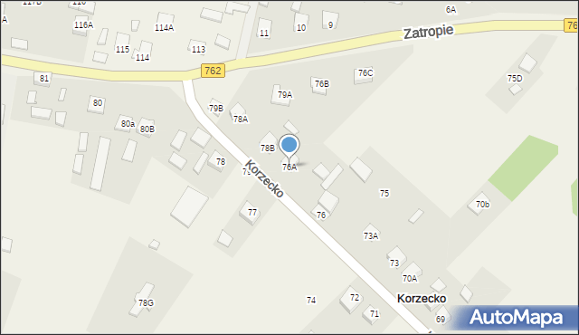 Korzecko, Korzecko, 76A, mapa Korzecko