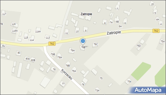 Korzecko, Korzecko, 76B, mapa Korzecko