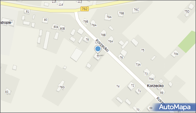 Korzecko, Korzecko, 77, mapa Korzecko