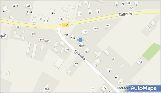 Korzecko, Korzecko, 78B, mapa Korzecko