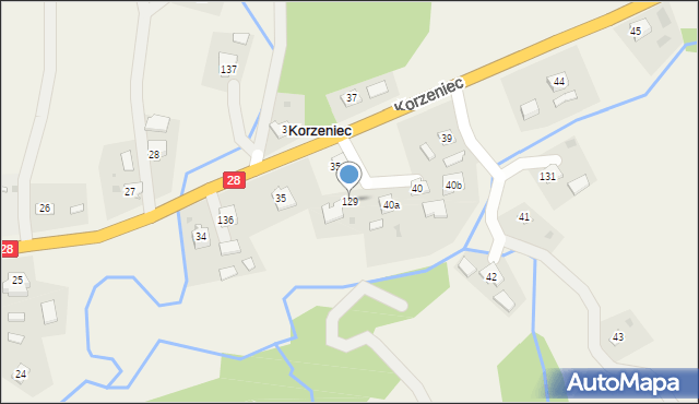 Korzeniec, Korzeniec, 129, mapa Korzeniec