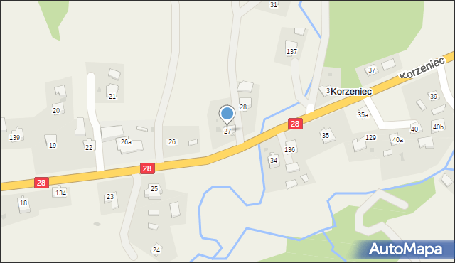 Korzeniec, Korzeniec, 27, mapa Korzeniec