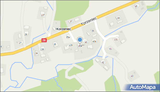 Korzeniec, Korzeniec, 40a, mapa Korzeniec