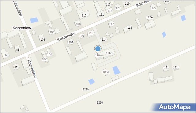 Korzeniew, Korzeniew, 119/3, mapa Korzeniew