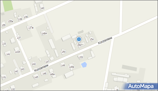 Korzeniew, Korzeniew, 151, mapa Korzeniew