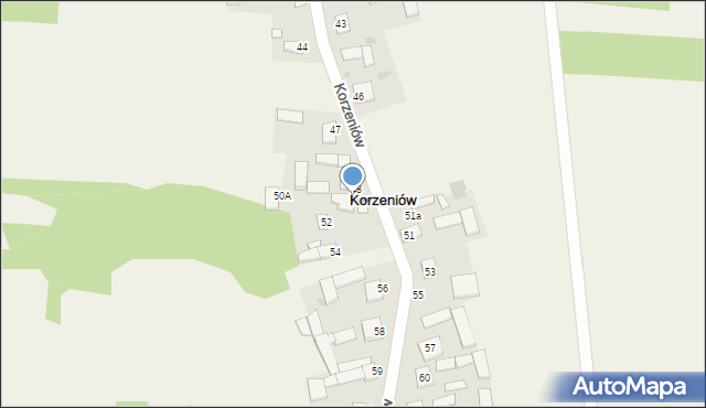 Korzeniów, Korzeniów, 50, mapa Korzeniów