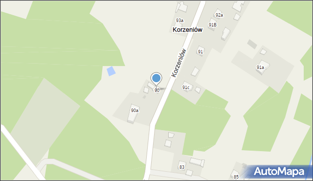 Korzeniów, Korzeniów, 90, mapa Korzeniów