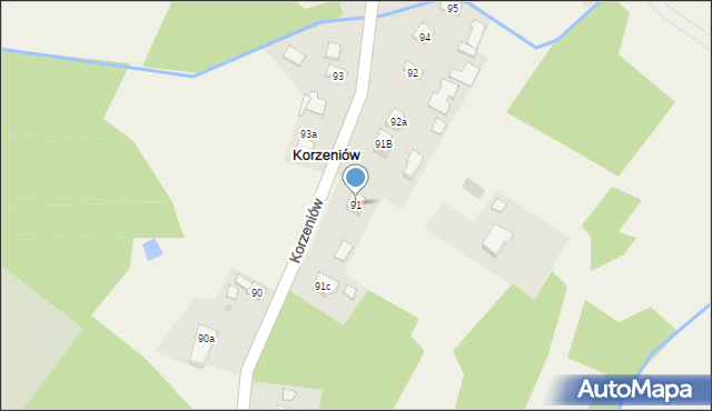 Korzeniów, Korzeniów, 91, mapa Korzeniów