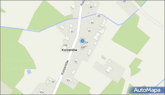 Korzeniów, Korzeniów, 91a, mapa Korzeniów