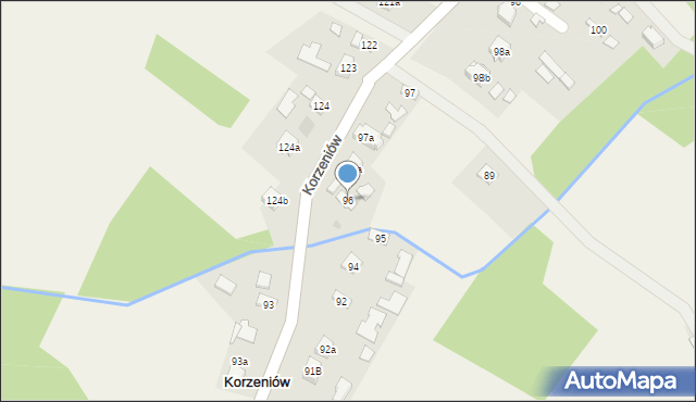 Korzeniów, Korzeniów, 96, mapa Korzeniów