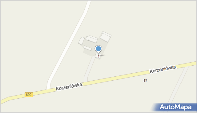 Korzeniówka, Korzeniówka, 1, mapa Korzeniówka