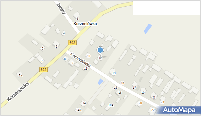 Korzeniówka, Korzeniówka, 12, mapa Korzeniówka
