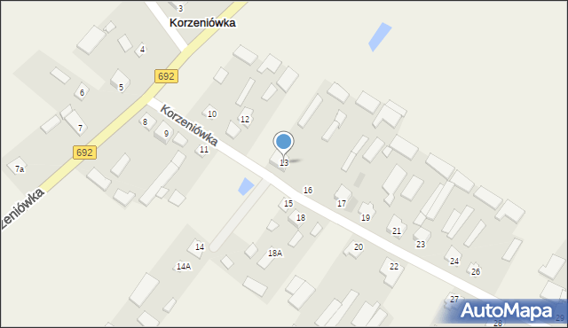 Korzeniówka, Korzeniówka, 13, mapa Korzeniówka