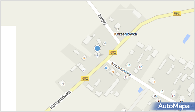 Korzeniówka, Korzeniówka, 5, mapa Korzeniówka