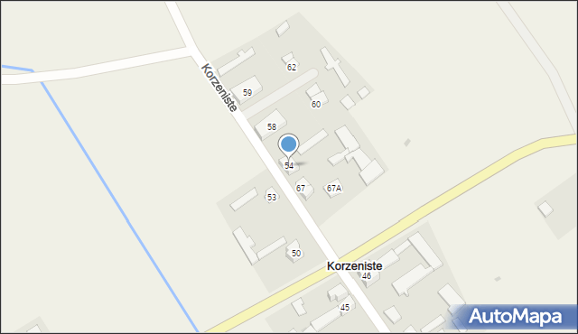 Korzeniste, Korzeniste, 54, mapa Korzeniste