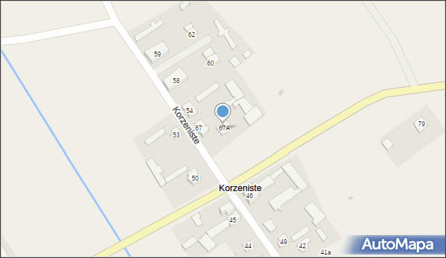 Korzeniste, Korzeniste, 67A, mapa Korzeniste