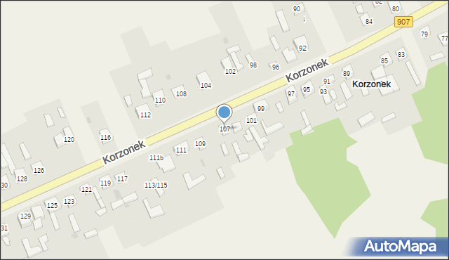 Korzonek, Korzonek, 107, mapa Korzonek