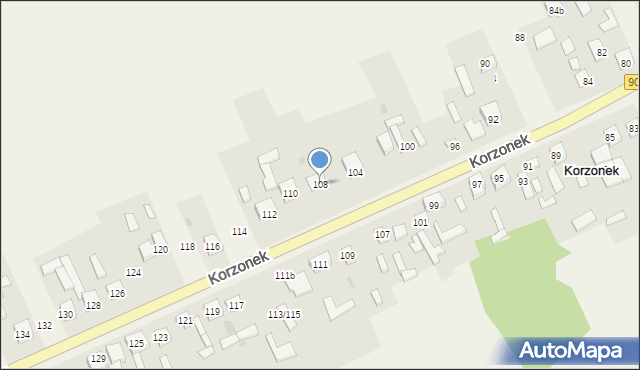 Korzonek, Korzonek, 108, mapa Korzonek