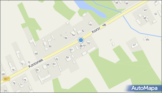 Korzonek, Korzonek, 55, mapa Korzonek