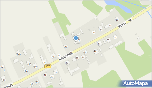 Korzonek, Korzonek, 62, mapa Korzonek