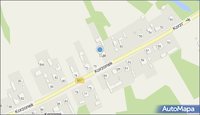 Korzonek, Korzonek, 66A, mapa Korzonek