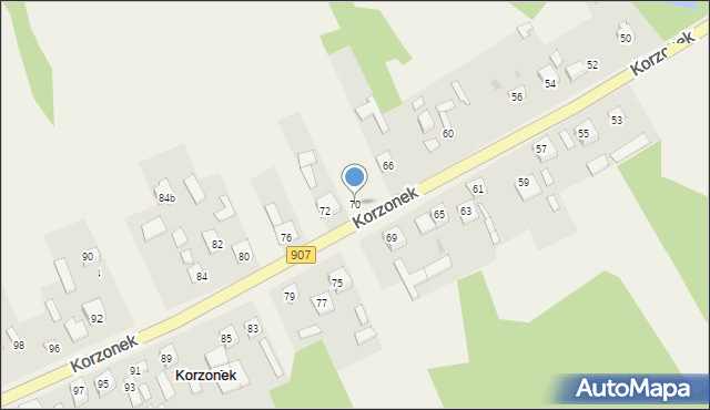 Korzonek, Korzonek, 70, mapa Korzonek