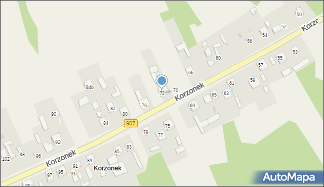 Korzonek, Korzonek, 72, mapa Korzonek