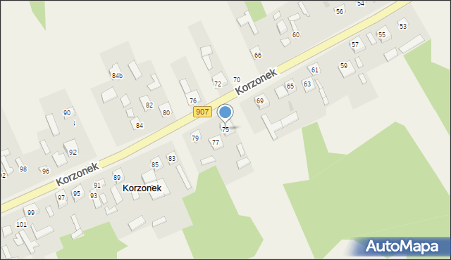 Korzonek, Korzonek, 75, mapa Korzonek