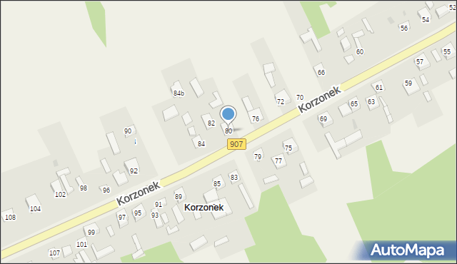 Korzonek, Korzonek, 80, mapa Korzonek