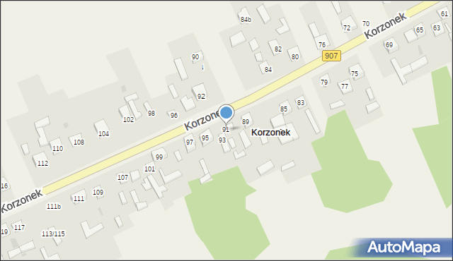 Korzonek, Korzonek, 91, mapa Korzonek