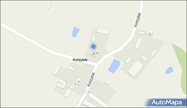 Korzybie, Korzybie, 10, mapa Korzybie