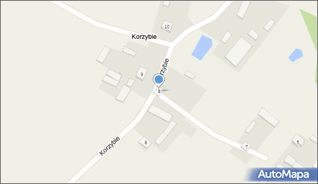 Korzybie, Korzybie, 4, mapa Korzybie