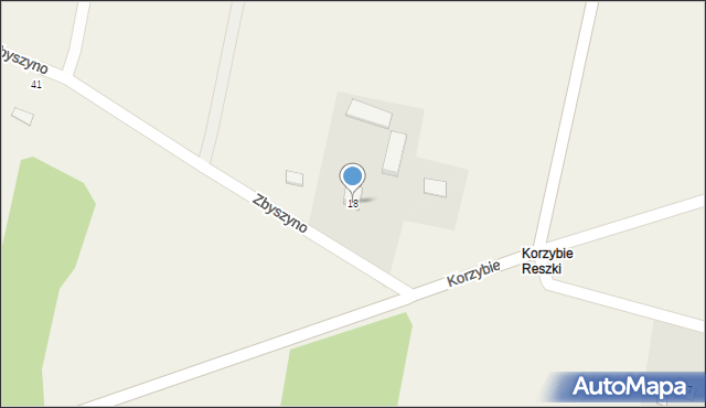 Korzybie, Korzybie, 18, mapa Korzybie