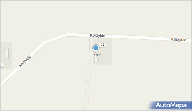 Korzybie, Korzybie, 32A, mapa Korzybie