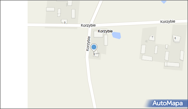 Korzybie, Korzybie, 8, mapa Korzybie