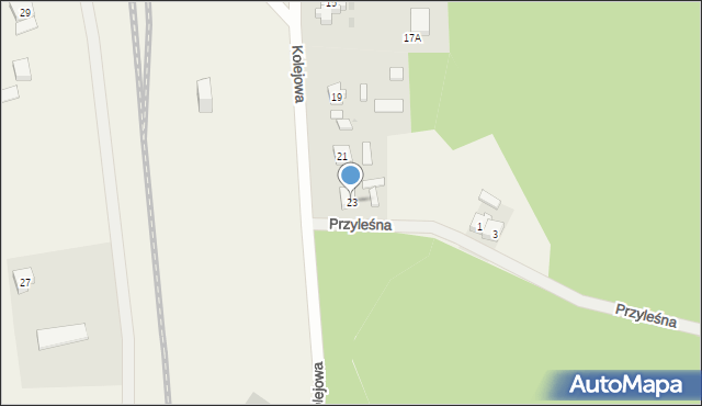 Korzybie, Kolejowa, 23, mapa Korzybie