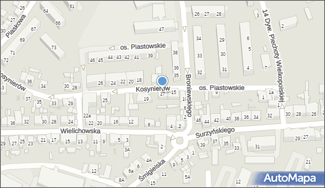 Kościan, Kosynierów, 17, mapa Kościan