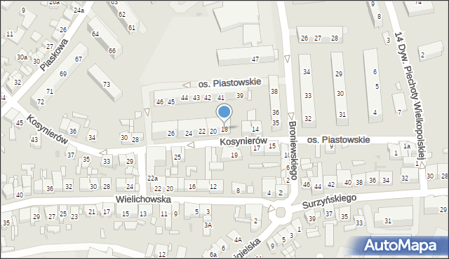 Kościan, Kosynierów, 18, mapa Kościan