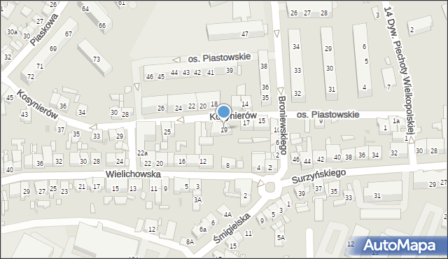 Kościan, Kosynierów, 19, mapa Kościan