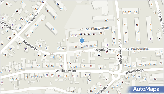 Kościan, Kosynierów, 24, mapa Kościan