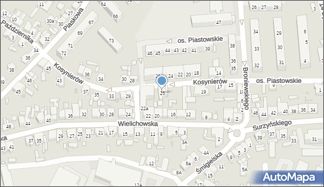 Kościan, Kosynierów, 25, mapa Kościan