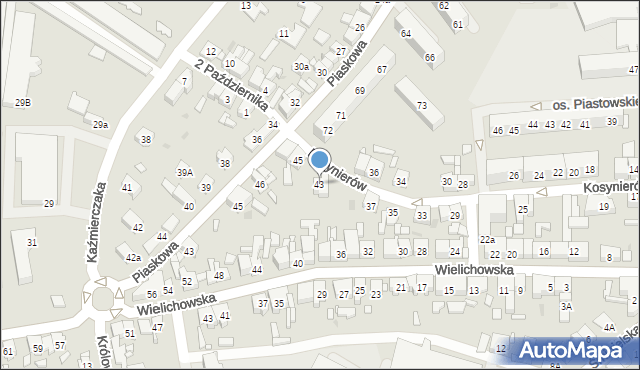 Kościan, Kosynierów, 43, mapa Kościan