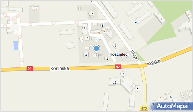 Kościelec, Konińska, 3, mapa Kościelec