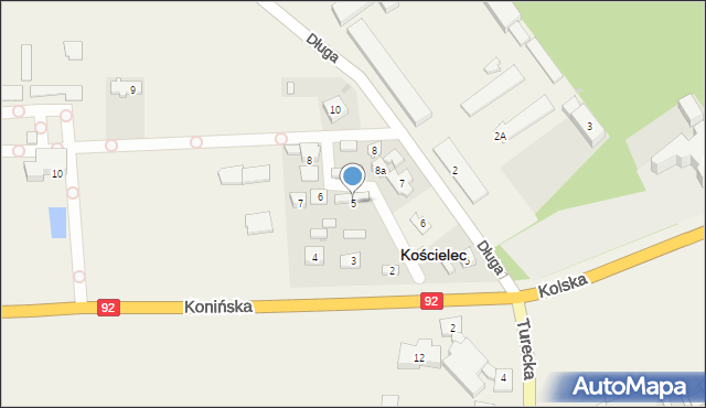 Kościelec, Konińska, 5, mapa Kościelec