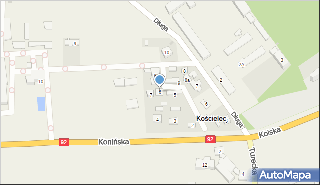 Kościelec, Konińska, 6, mapa Kościelec